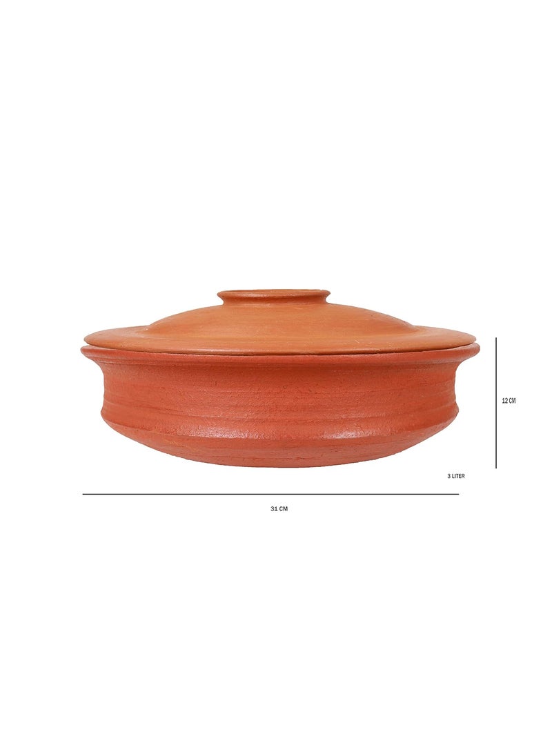 4U CRAFTS India Online Deep Burned Terracotta Pottery Earthen Kadai Clay Pots Combo for CookingRed 23 LTR Gas Stove and Microwave Unglazed with Lid