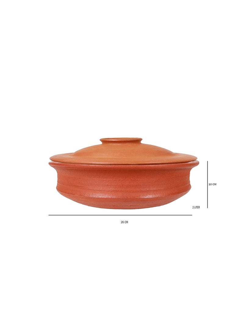 4U CRAFTS India Online Deep Burned Terracotta Pottery Earthen Kadai Clay Pots Combo for CookingRed 23 LTR Gas Stove and Microwave Unglazed with Lid