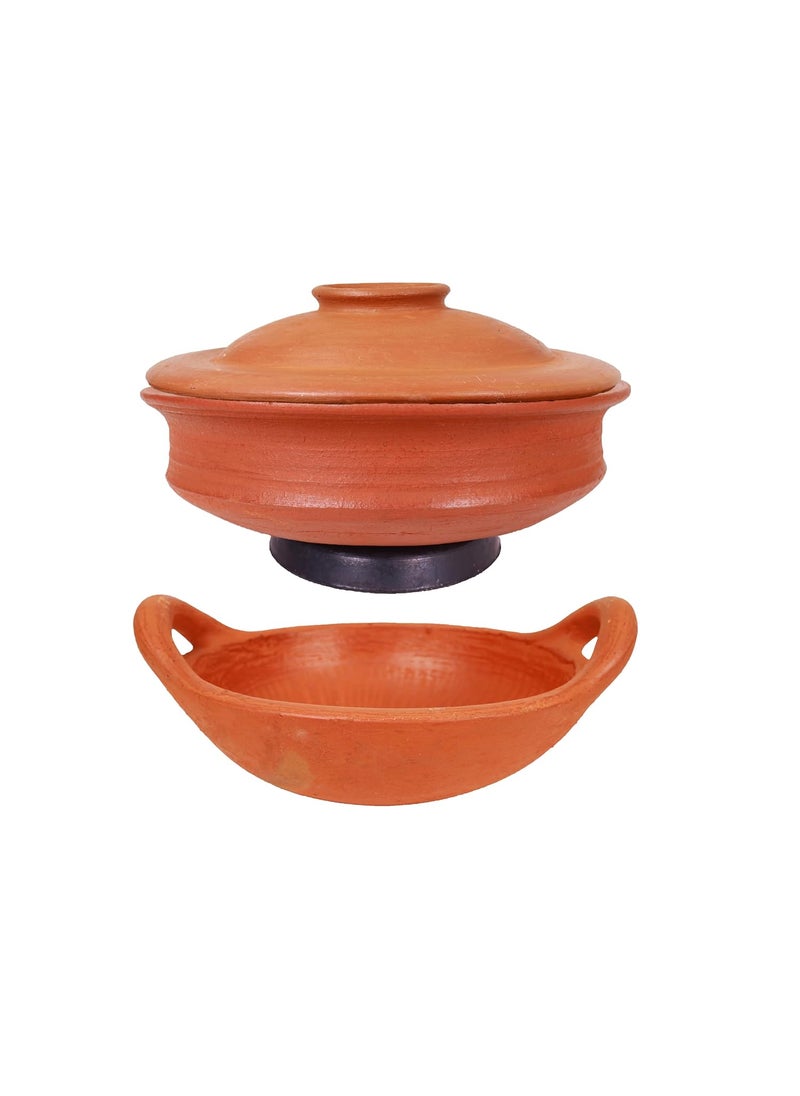 4U Crafts India Online Clay Pottery Earthen KadaiClay Pots Combo for Cooking and ServingRed 13 Liter