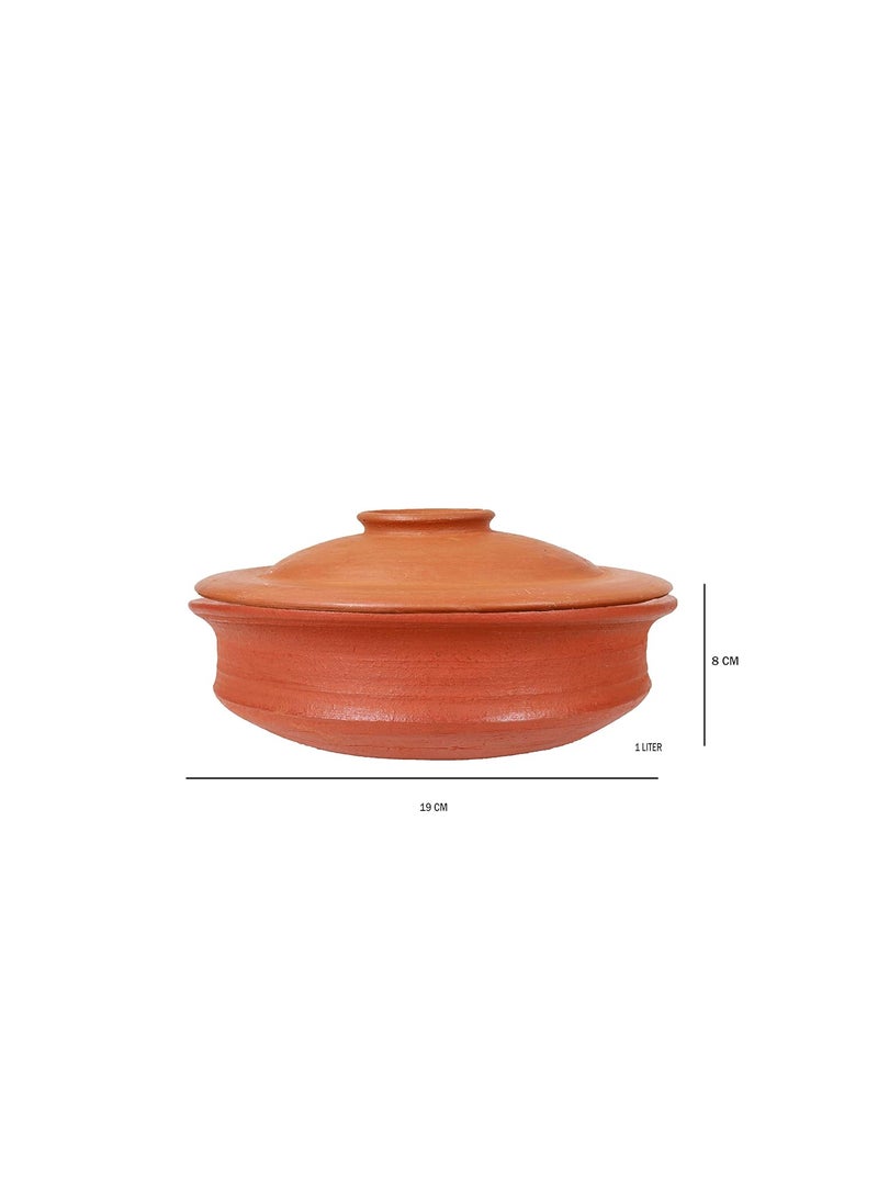 4U CRAFTS India Online Deep Burned Terracotta Pottery Earthen Kadai Clay Pots Combo for CookingRed 12 LTR Gas Stove and Microwave Unglazed with Lid