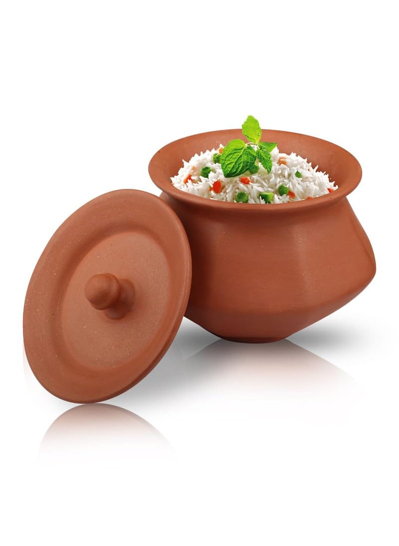 BHANVI Authentic Brown Terracotta Clay Curd Pot with Lid Handcrafted Earthenware for Traditional Cooking and Storage D2 950 ML