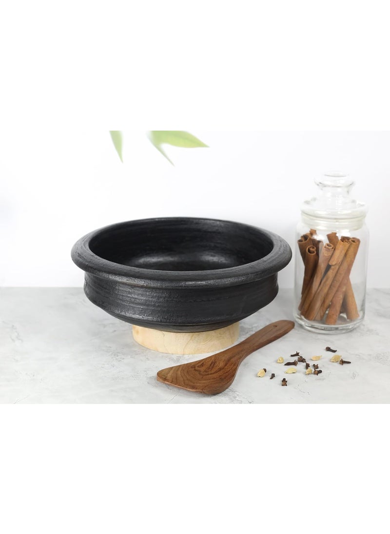 Craftsman India Online Deep Burned Uncoated Clay PotEarthenMudMitti Handi For Cooking And Serving 1 Liter Black