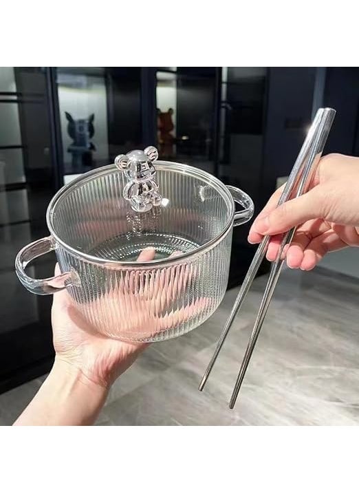 Le Chiic HeatResistant Stovetop Cooking Pot with Lid Clear Glass High Borosilicate Glass Stew Soup Pot
