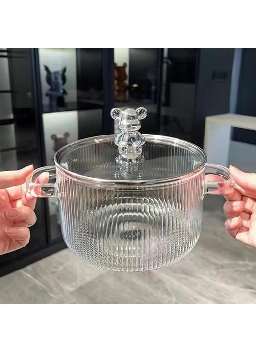 Le Chiic HeatResistant Stovetop Cooking Pot with Lid Clear Glass High Borosilicate Glass Stew Soup Pot