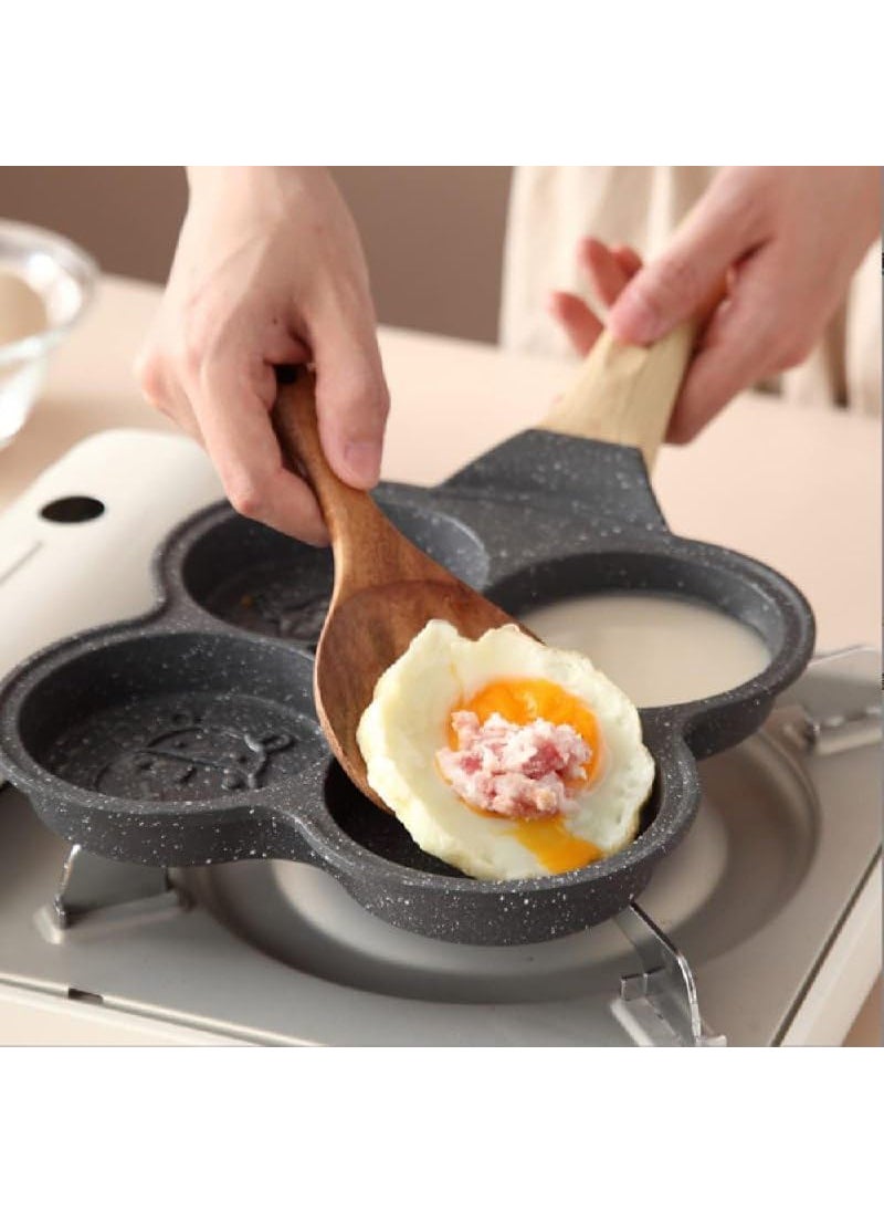 SNAPCOM 4 Hole Egg Frying pan MultiFunction Breakfast pan NonStick Household Omelette pan Pancake Mold Kitchen Utensils Fry Pan Ceramic Pan for Egg Cookware Kadai for Cooking 1 pcs