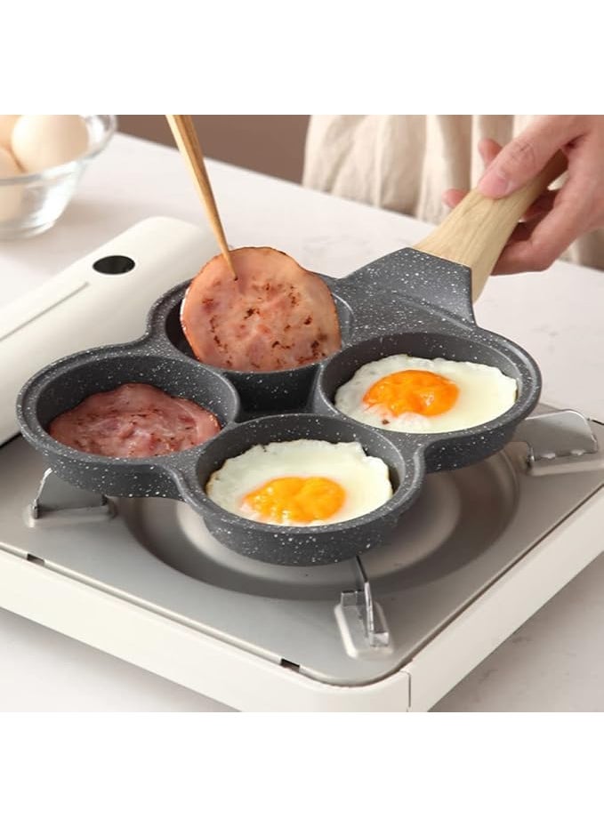 SNAPCOM 4 Hole Egg Frying pan MultiFunction Breakfast pan NonStick Household Omelette pan Pancake Mold Kitchen Utensils Fry Pan Ceramic Pan for Egg Cookware Kadai for Cooking 1 pcs