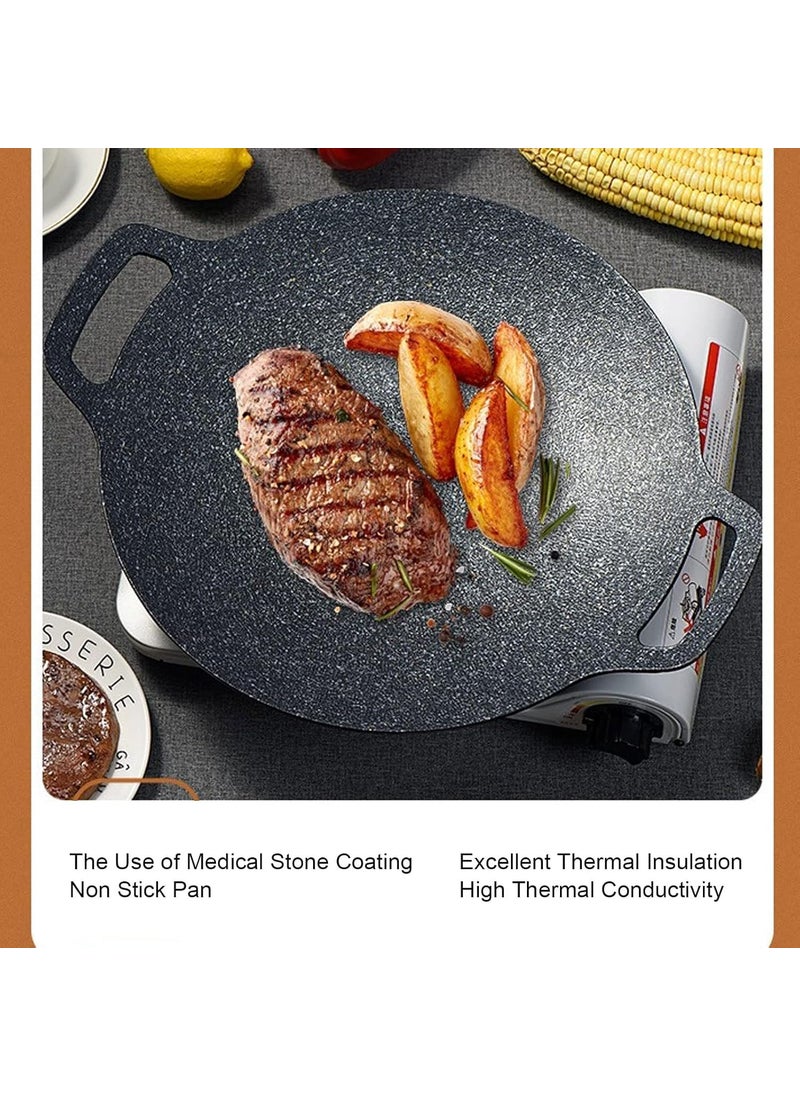 samusagya dhosa tawa Korean BBQ Frying Pan NonStick Large Size Double Handle Korean Griddle Pan Wide Application for Camping
