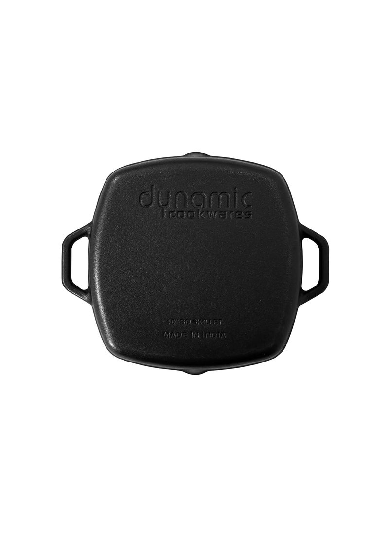DYNAMIC COOKWARES PreSeasoned Even Matt Finish Square Cast Iron Fry PanSkillet 10 Inch 2720 CM 100 Pure ToxinFree Natural Nonstick Induction Based Square Deep Frying Pan Black