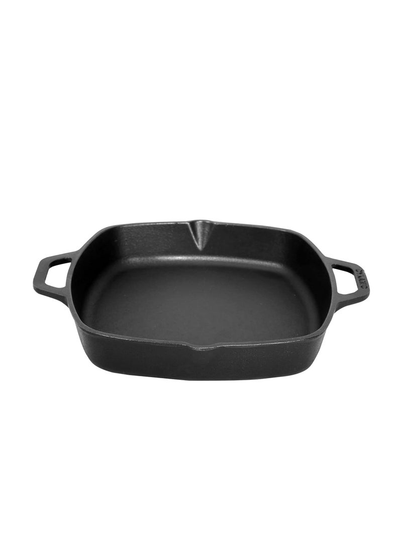 DYNAMIC COOKWARES PreSeasoned Even Matt Finish Square Cast Iron Fry PanSkillet 10 Inch 2720 CM 100 Pure ToxinFree Natural Nonstick Induction Based Square Deep Frying Pan Black