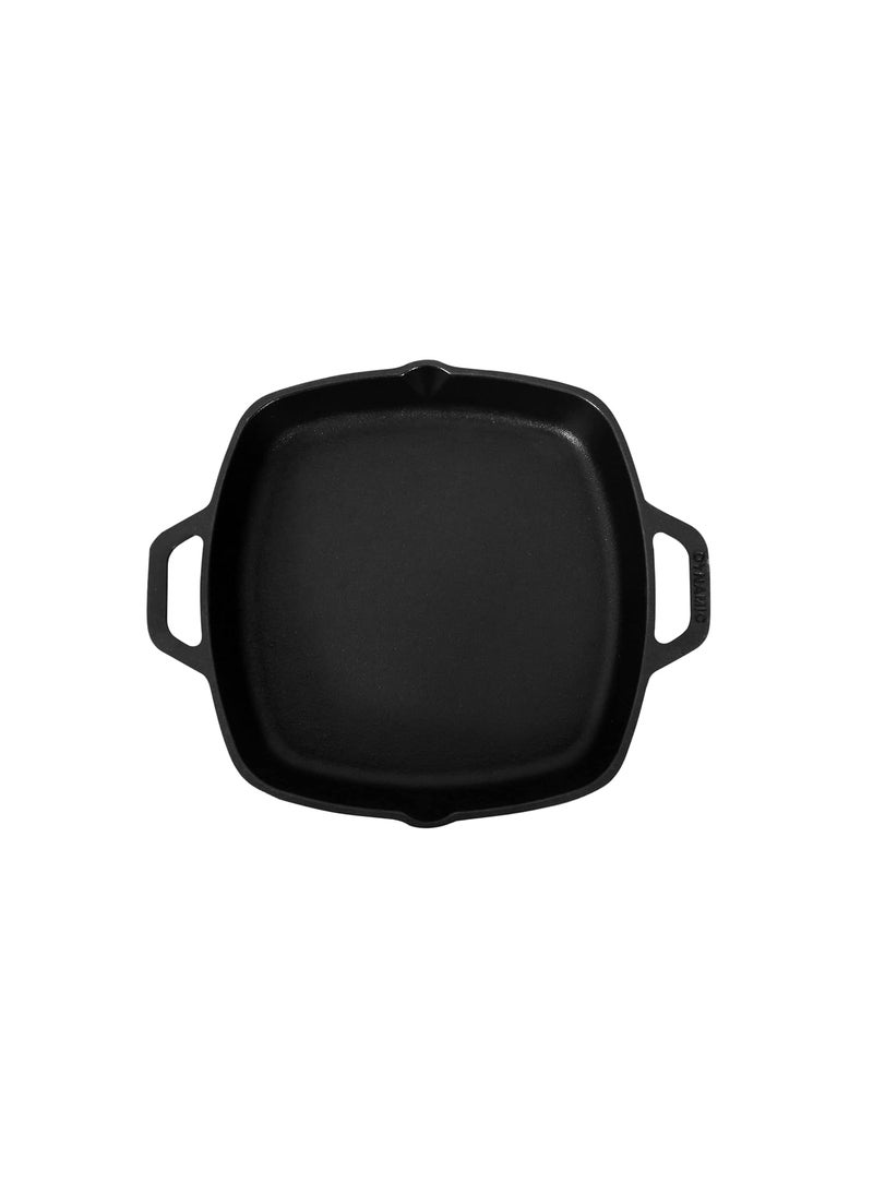 DYNAMIC COOKWARES PreSeasoned Even Matt Finish Square Cast Iron Fry PanSkillet 10 Inch 2720 CM 100 Pure ToxinFree Natural Nonstick Induction Based Square Deep Frying Pan Black