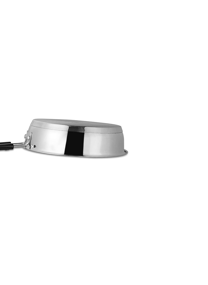 Kanshitas Rasoiware Heavy Geauge Stainless Steel Induction Bottom Fry PanTadka Pan with Steel Lid 1 Liter