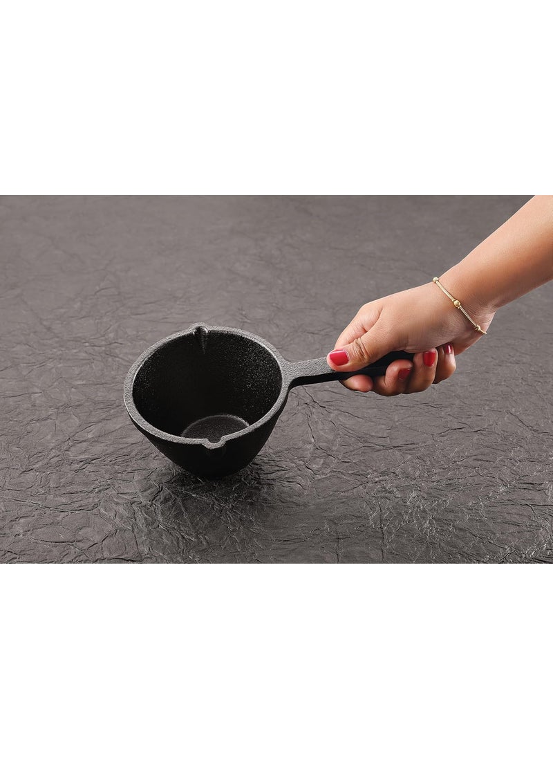 Tosaa Cast Iron Tadka Pan Vaghar Chounk Used for Frying Spices Dal Gas Induction Friendly Base Loha Baghar Small Size PreSeasoned Cookware for Kitchen 11 Cm
