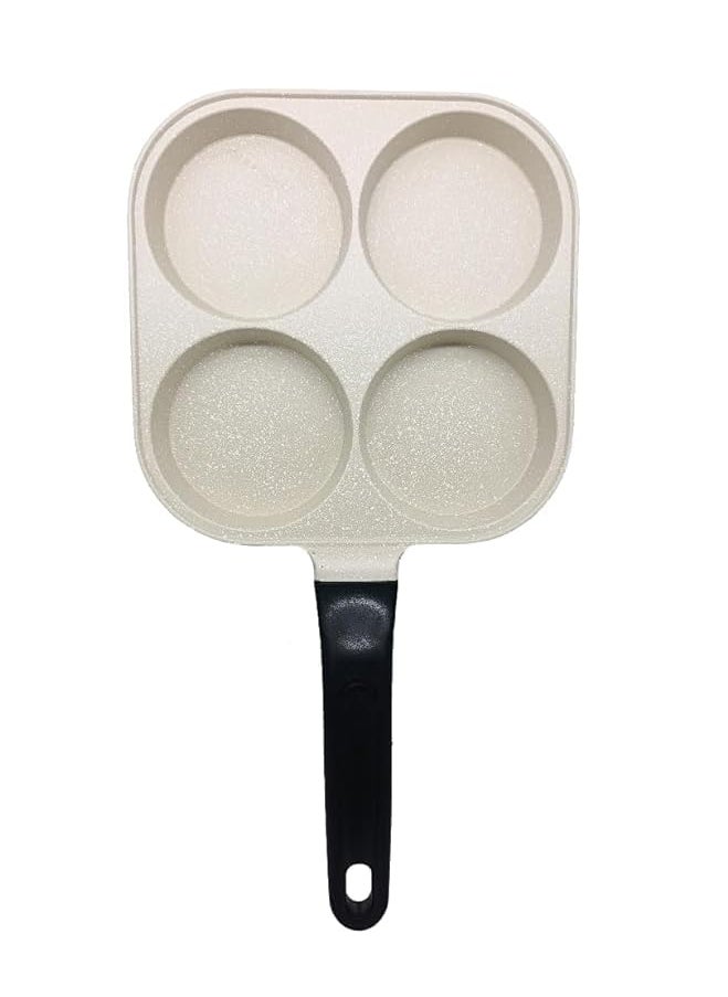 HOMETIC 4Hole NonStick Egg Frying Pan with Detachable Wooden Handle MultiPurpose Pan for Omelets Burgers Uttapam Poached Eggs Breakfast in The Kitchen White