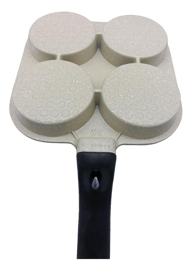 HOMETIC 4Hole NonStick Egg Frying Pan with Detachable Wooden Handle MultiPurpose Pan for Omelets Burgers Uttapam Poached Eggs Breakfast in The Kitchen White