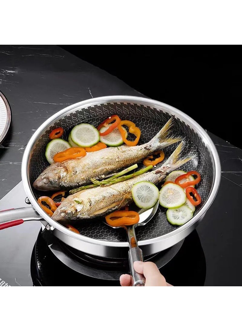 Drumil Non Stick Frying Pan Hybrid Frying Pan Non Stick Stainless Steel Skillets Dishwasher and Oven Safe Works on Induction Ceramic and Gas Cooktops