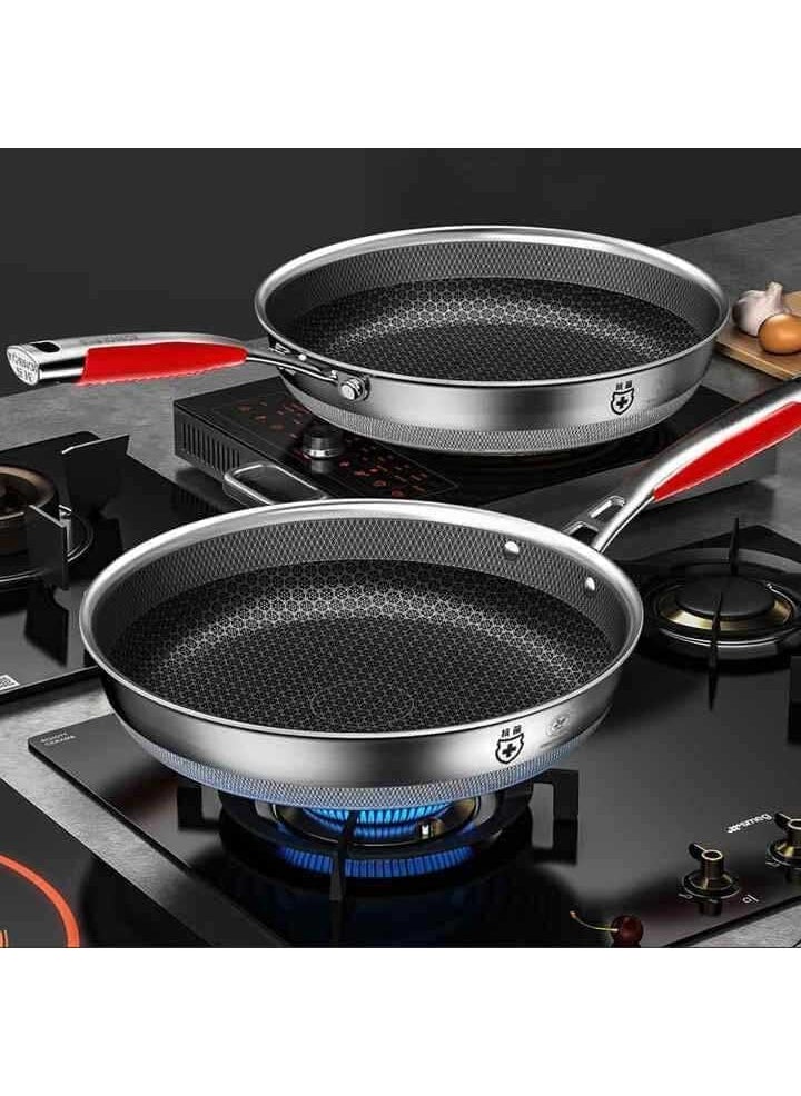 Drumil Non Stick Frying Pan Hybrid Frying Pan Non Stick Stainless Steel Skillets Dishwasher and Oven Safe Works on Induction Ceramic and Gas Cooktops