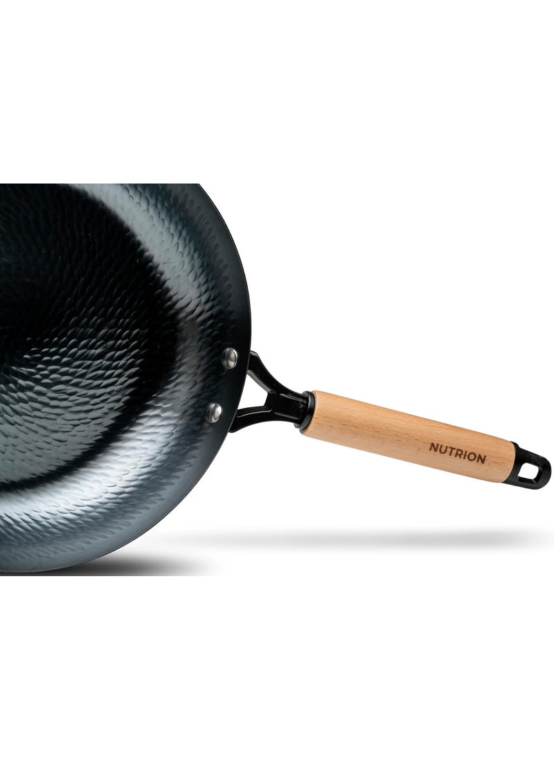 NUTRION Professional Carbon Steel Frying PanSkillet for Chefs and Home CooksLarge26 cm