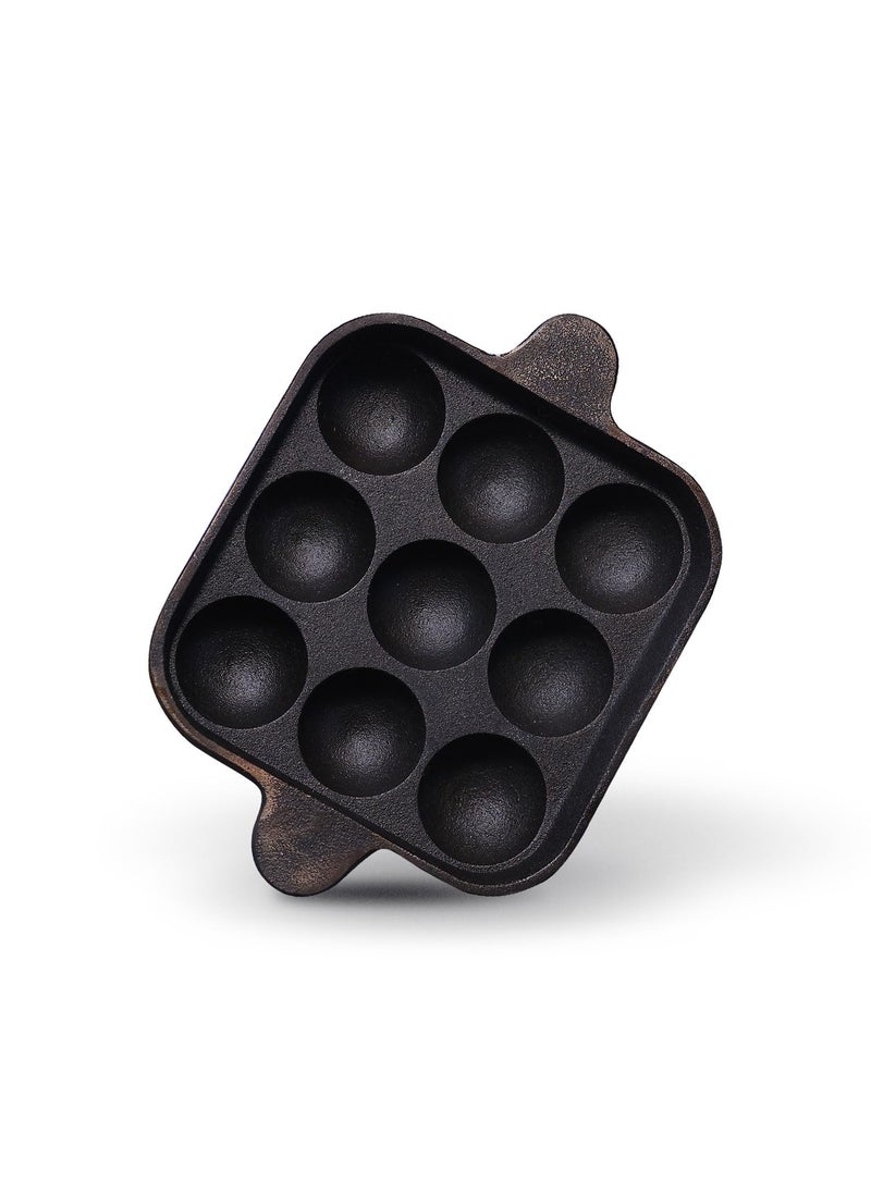 Kichera Cast Iron Paniyaram Pan Pre Seasoned Appam Pan Nonstick Appe Maker Paddu Pan 9 Cavity98 Inch 18kg Induction Friendly Unniyappam Chatti Pure ToxinFree Appam Chatty Appachatty