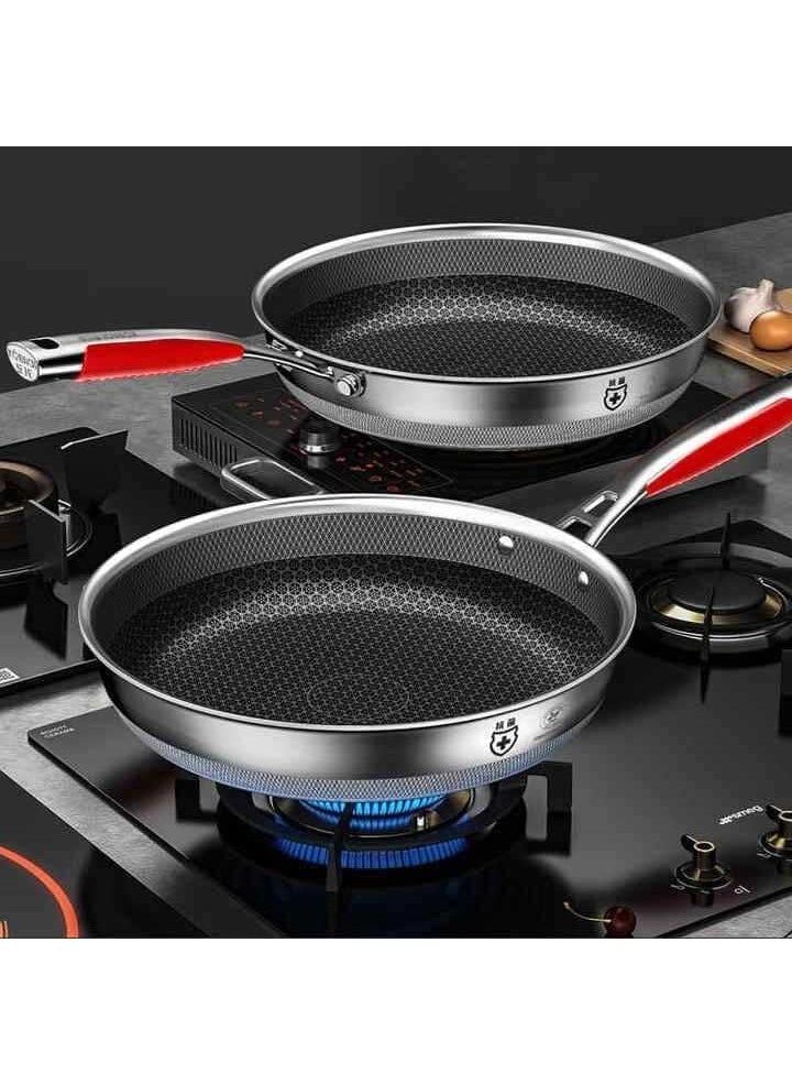 Drumil Stainless Steel Frying Pan 32 cm Frying Pans Nonstick Kitchen Cooking Pan Skillet Woks Pan Egg Pans Non Toxic Healthy Omelette Pan Compatible Works on InductionCeramic and Gas Cooktops