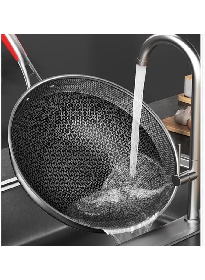 Drumil Stainless Steel Frying Pan 32 cm Frying Pans Nonstick Kitchen Cooking Pan Skillet Woks Pan Egg Pans Non Toxic Healthy Omelette Pan Compatible Works on InductionCeramic and Gas Cooktops