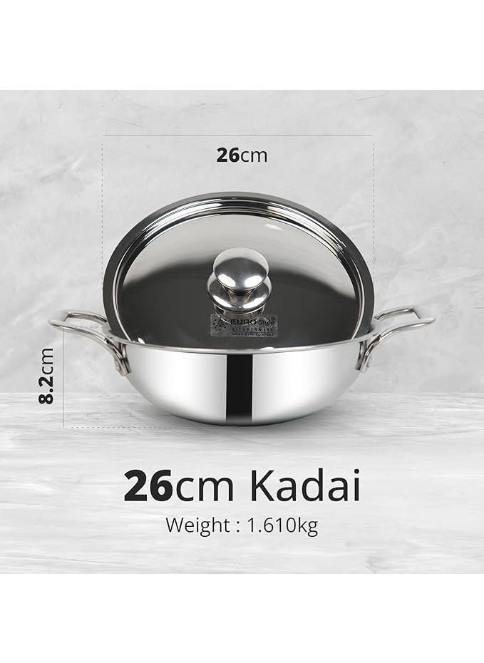 Eurostyle Stainless Steel Triply cookware Triply Kadai 21L