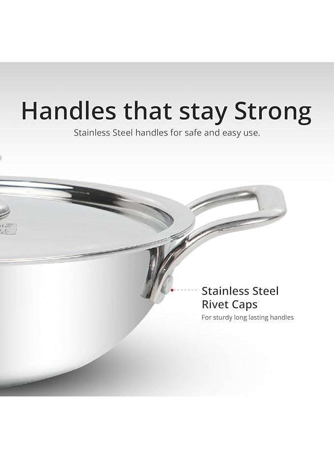 Eurostyle Stainless Steel Triply cookware Triply Kadai 21L
