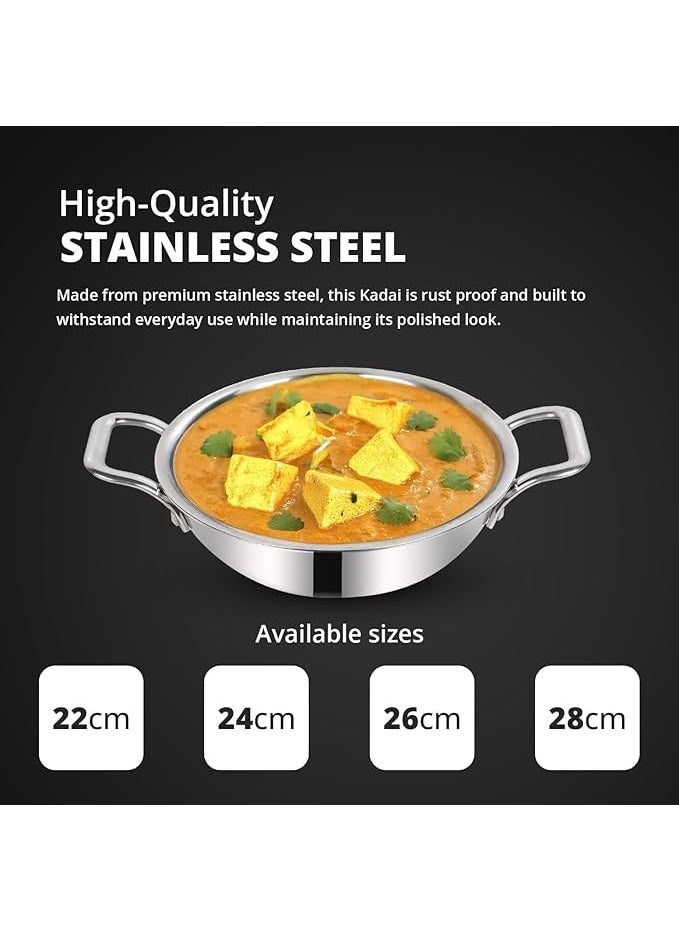 Eurostyle Stainless Steel Triply cookware Triply Kadai 21L