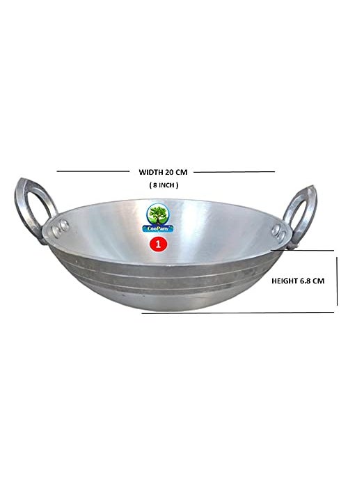 CooPany Combo 3 Multipurpose Use Aluminium KadaiFry PanThick Bottom Fry Pan 8 inch 10 inch 11 inch