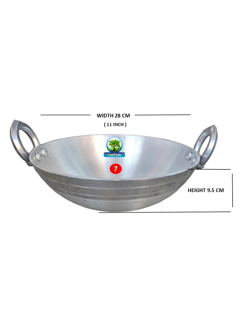 CooPany Combo 3 Multipurpose Use Aluminium KadaiFry PanThick Bottom Fry Pan 8 inch 10 inch 11 inch