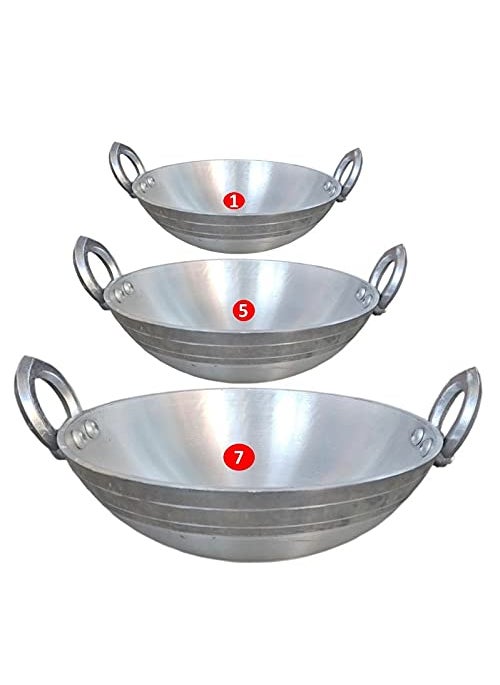 CooPany Combo 3 Multipurpose Use Aluminium KadaiFry PanThick Bottom Fry Pan 8 inch 10 inch 11 inch