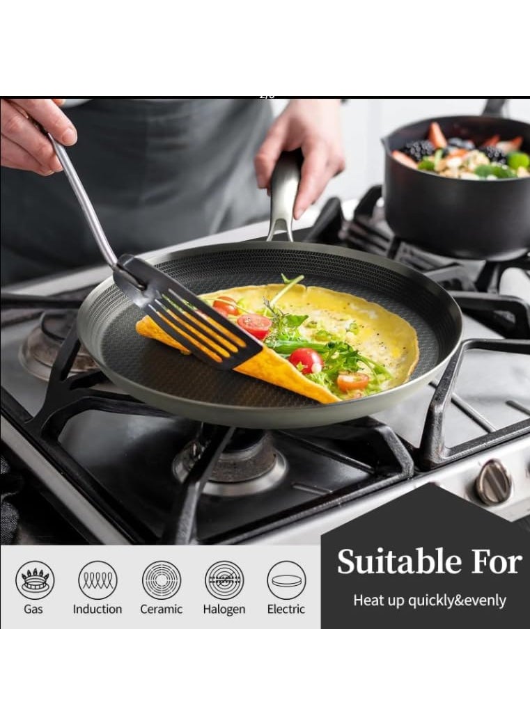 Gladnes Stainless Steel Honeycomb Frying Pan NonStick Pan with Stainless Steel Handle NonStick Pan Fry pan Induction Base Non Stick Omelette Non Stick Frying pan Stainless Steel 20 Cm 26 Cm