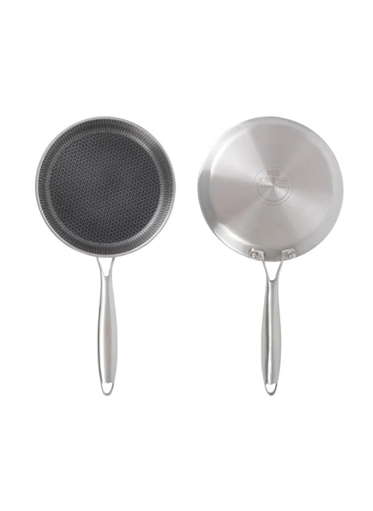 Gladnes Stainless Steel Honeycomb Frying Pan NonStick Pan with Stainless Steel Handle NonStick Pan Fry pan Induction Base Non Stick Omelette Non Stick Frying pan Stainless Steel 20 Cm 26 Cm