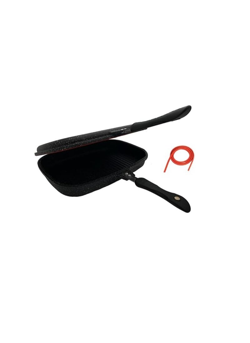 SONEX Die Cast Double Grill Pan 30cm, Ceramic Coating with Extra Rubber