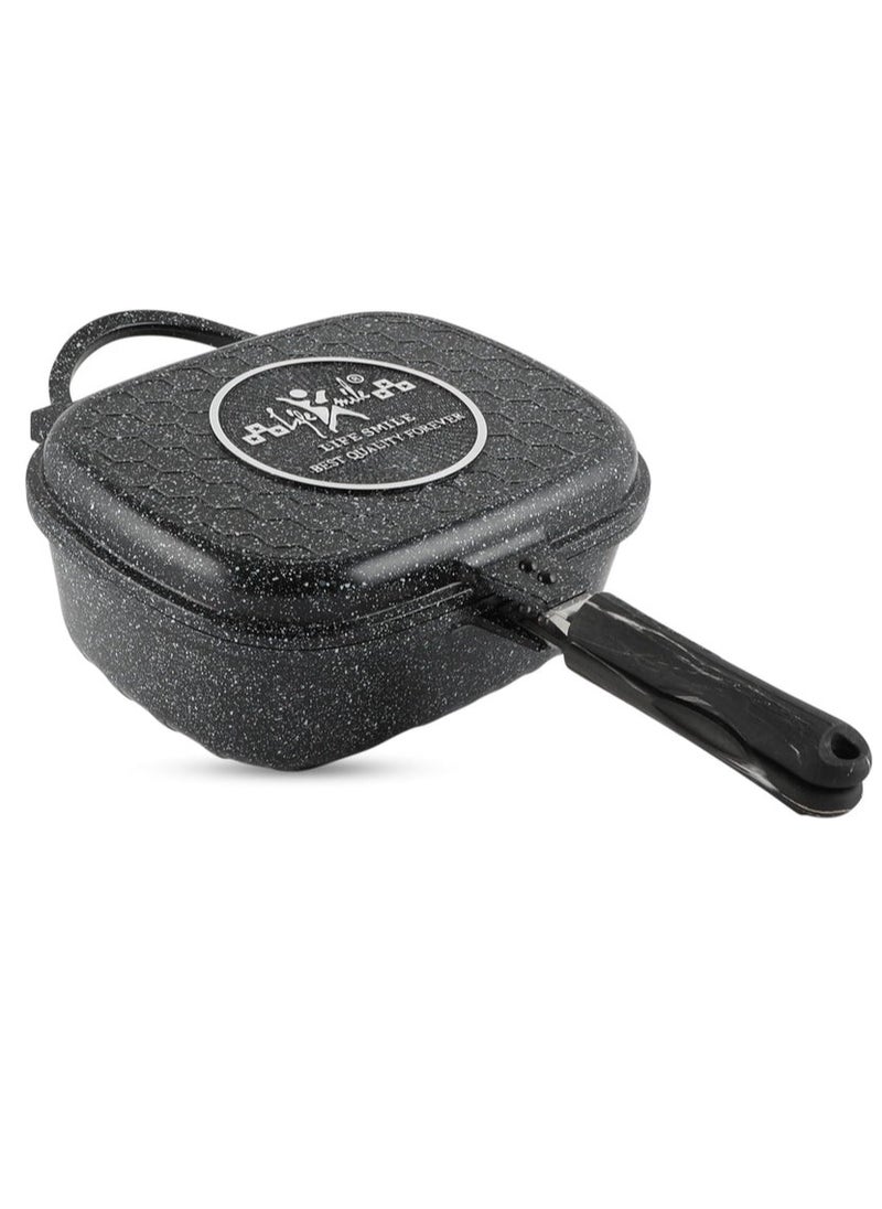 LIFE SMILE Granite Coating Double Grill Pan 30cm, Scrach Proof