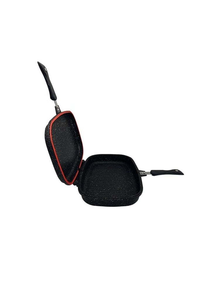 SONEX Die Cast Double Grill Pan 36cm, Ceramic Coating with Extra Rubber