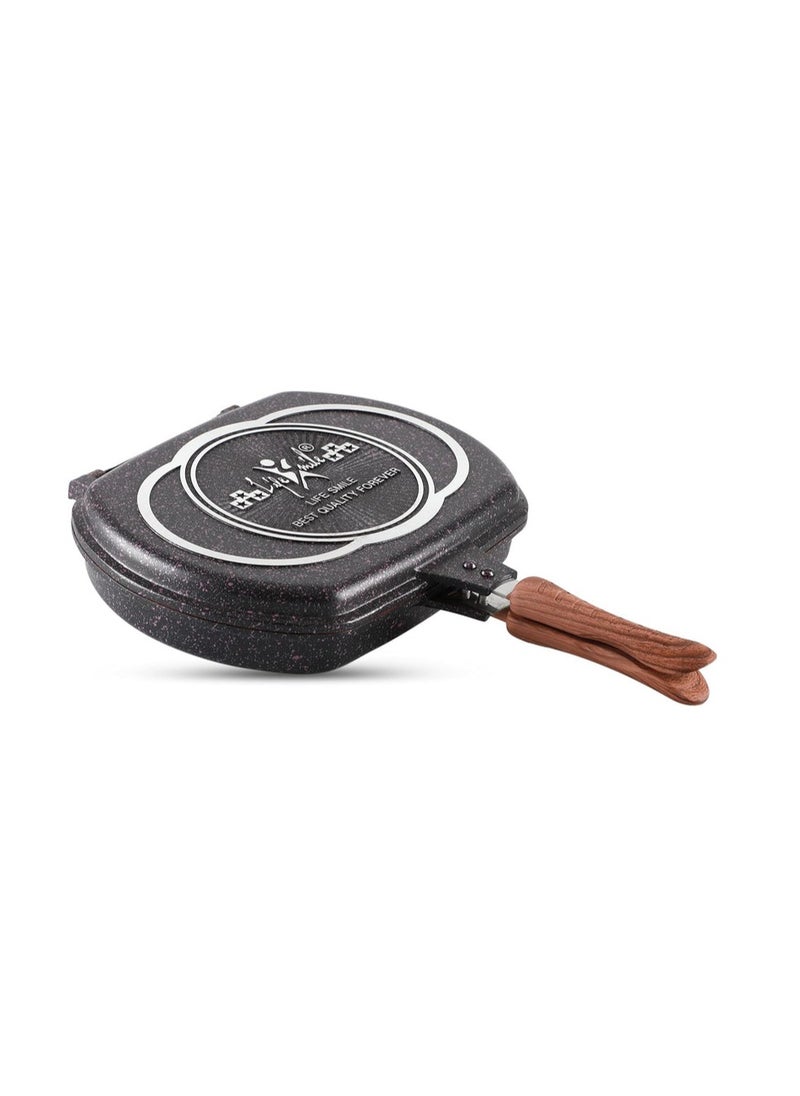 LIFE SMILE Granite Coating Double Grill Pan 32cm, Scrach Proof