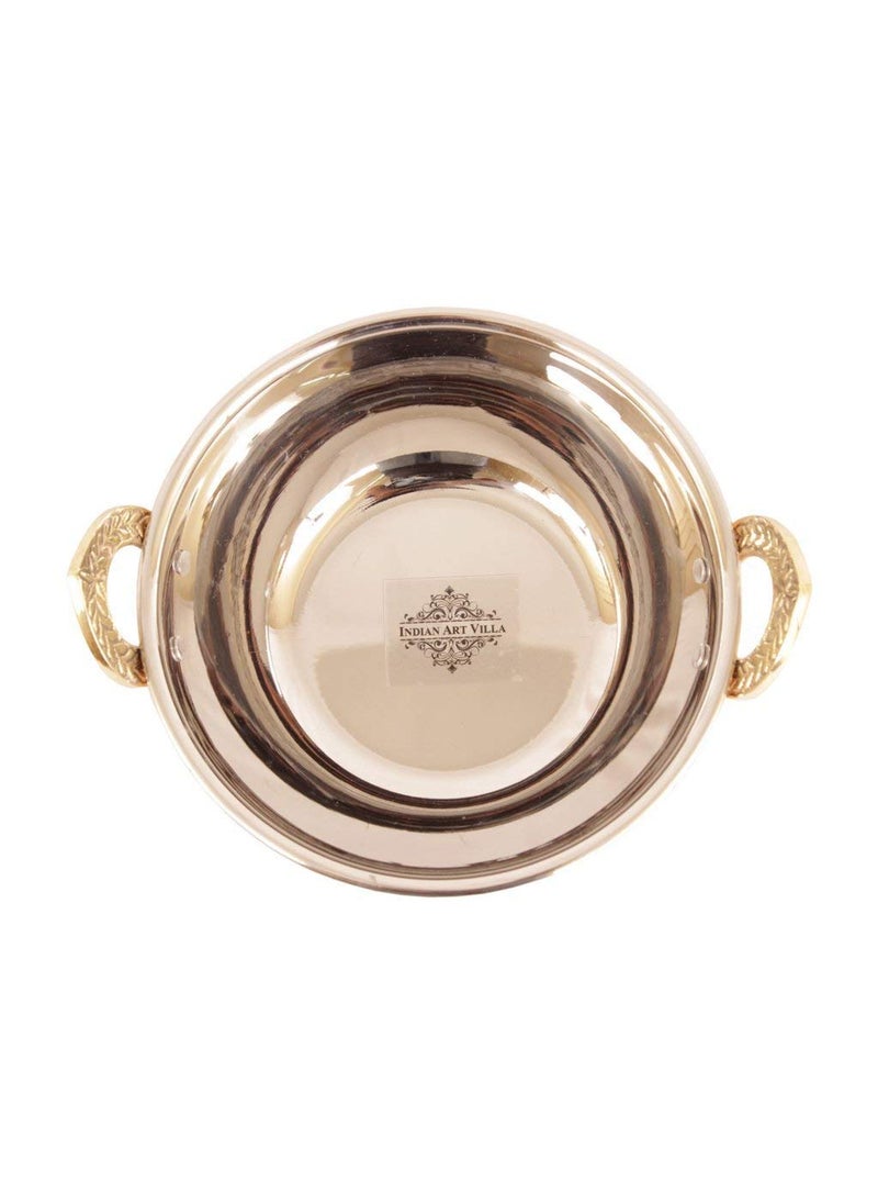 Indian Art Villa Hammered Steel Copper Kadhai Wok Bowl Serving Dishes Tableware 500 ml Set of 2