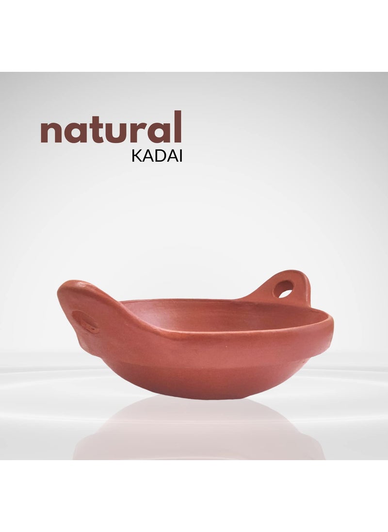 NUTRION Pre Seasoned Terracotta Clay Pottery Mud KadaiEarthen Handi for Cooking and ServingLargeRed