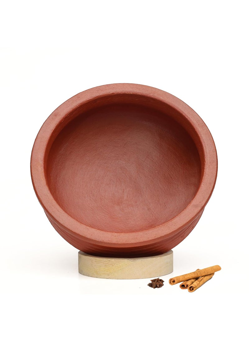 Craftsman India Online Clay Biryani HandiPot for Cooking and Serving with Lid 2 Liter Uncoated Red