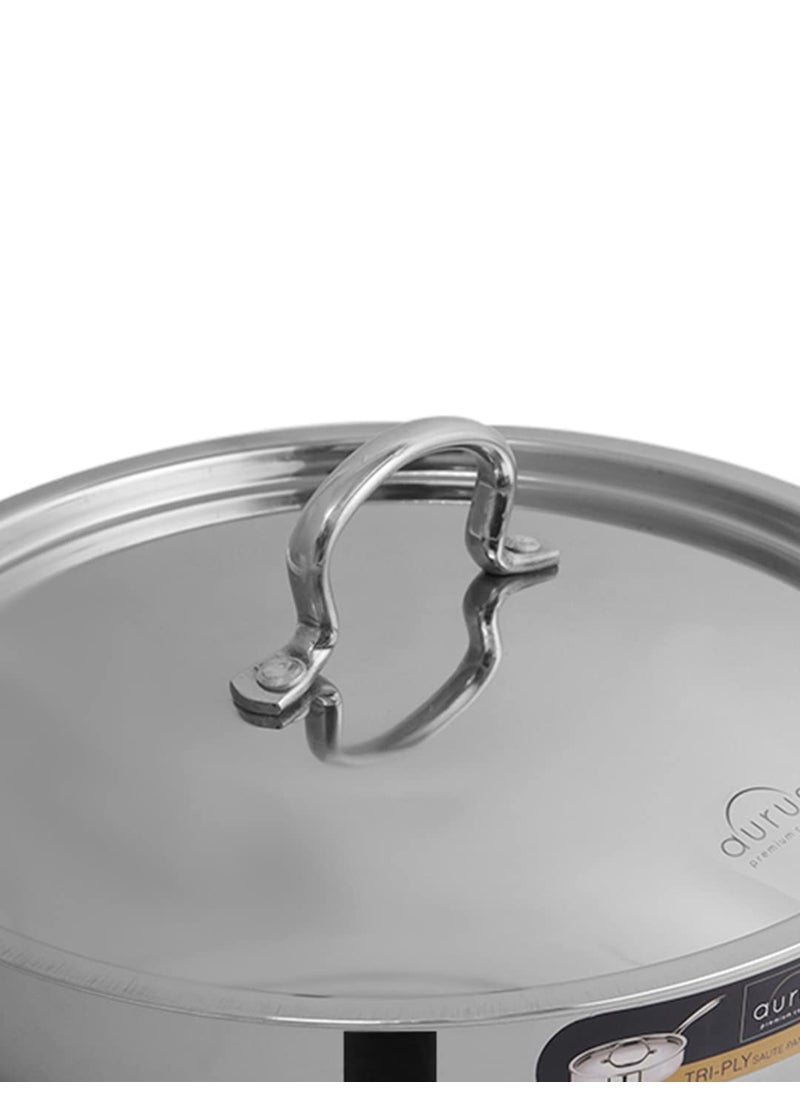 Aurum EON Triply Induction Base Stainless Steel Saute Pan with SS Lid 22 Cm 18 LTR