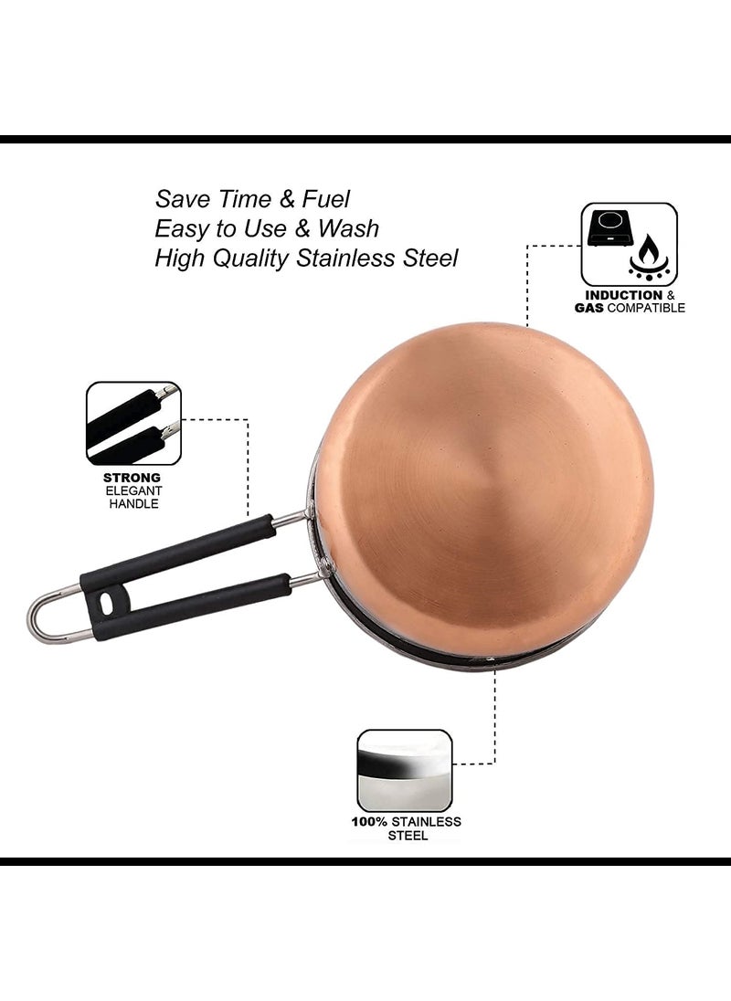 SHOPSIDEX Sauce Pan Tea Maker Milk Coffee pan bhgoni Stainless Steel Copper Bottom Sauce Pan Flat Base Sauce Pan Tea Pan Milk Pan Tapeli Patila Sauce Pot 2 Litter
