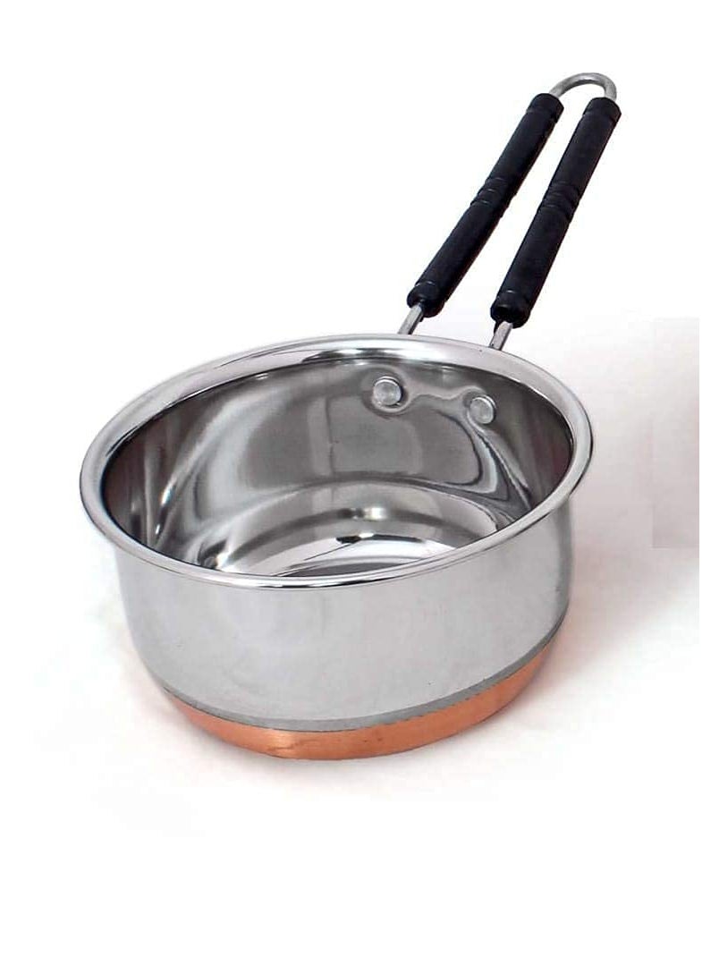 SHOPSIDEX Sauce Pan Tea Maker Milk Coffee pan bhgoni Stainless Steel Copper Bottom Sauce Pan Flat Base Sauce Pan Tea Pan Milk Pan Tapeli Patila Sauce Pot 2 Litter