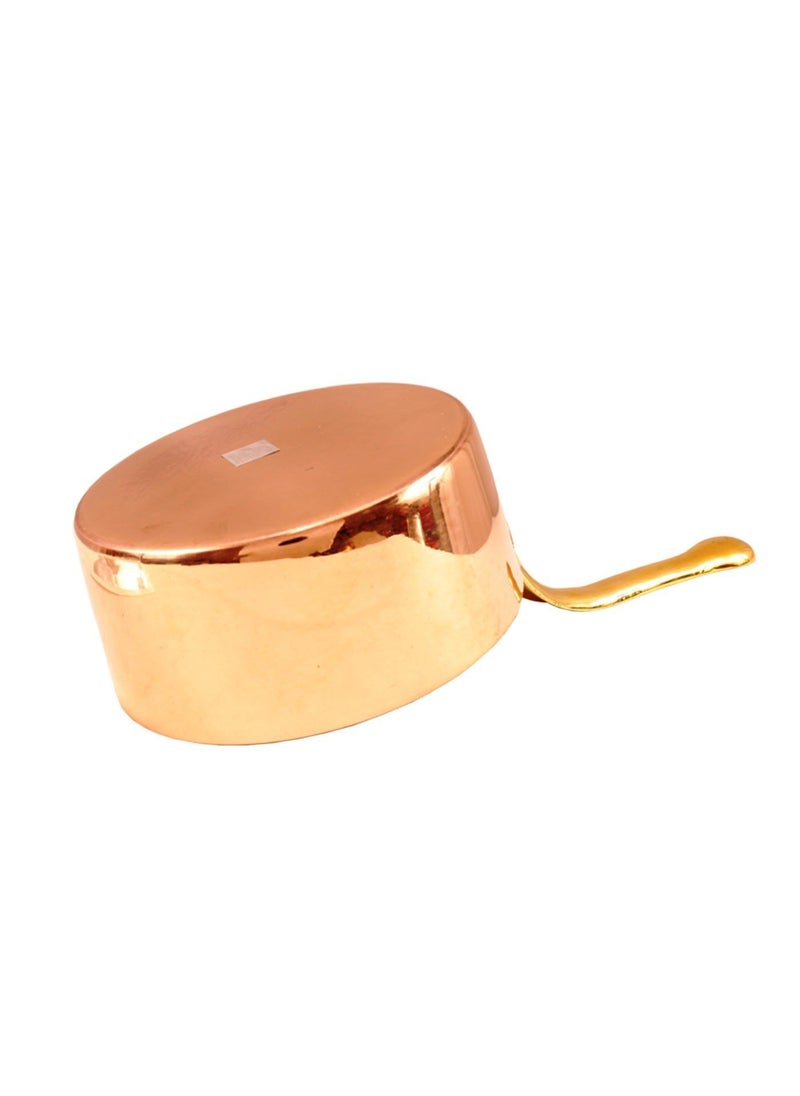 INDIAN ART VILLA Copper Plain Pot Pan with Inside Tin Lining Brass Handle Serveware Tableware Diameter 44 Inches