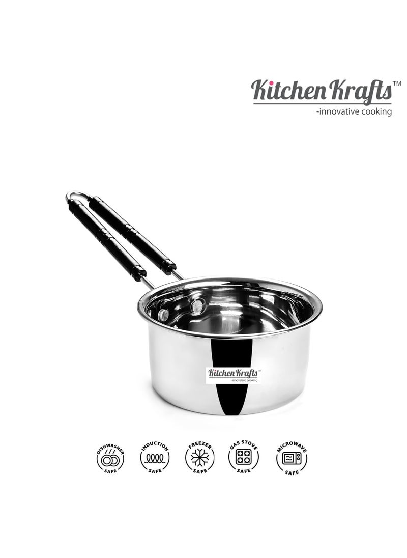 Kitchen Krafts Stainless Steel 2pcs Plain Saucepan with Handle 16 18cm 1000 1500 ml
