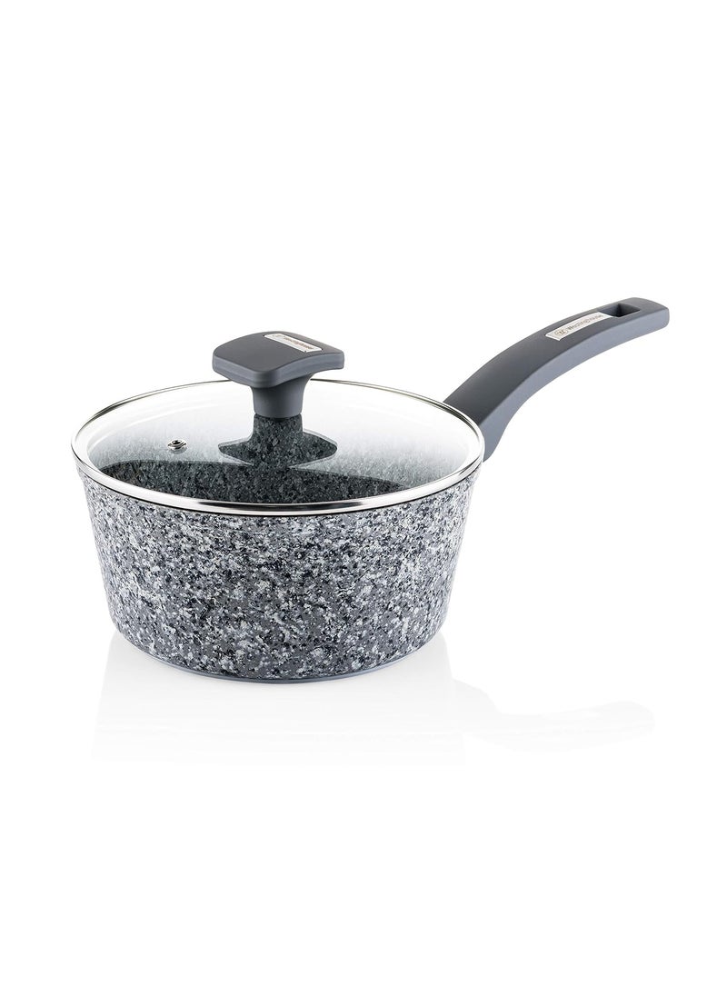 Westinghouse Granite Series Non Stick Saucepan with Lid 20 cm Saute Pan for Induction Gas Electric Ceramic Hob Grey Granite