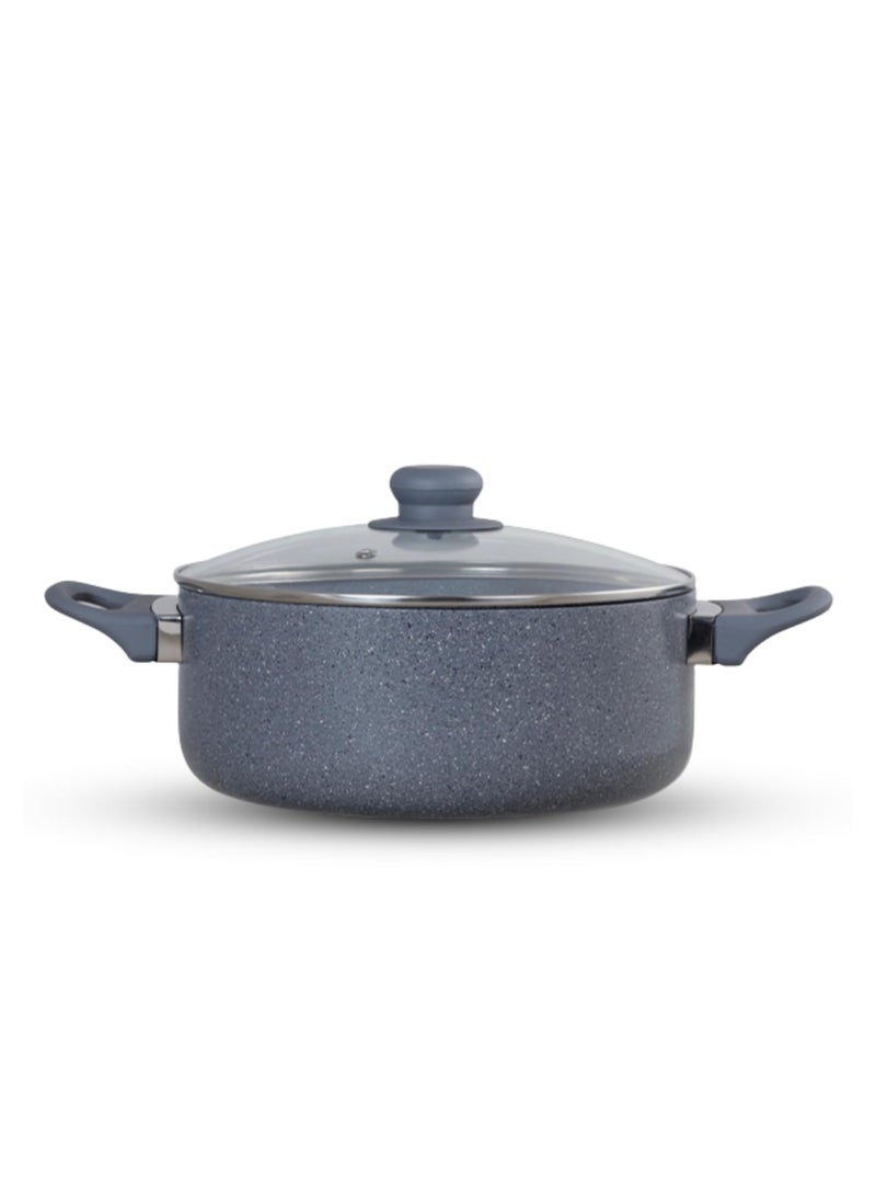 Get Plumm Sauce Pot Cookware with Handle Granite Stone Kadhai with Lid Induction Base Biryani Pot Glass lid Cool Touch Bakelite Handle Cooking Handi Pot 24cmGray 1 Year Warranty