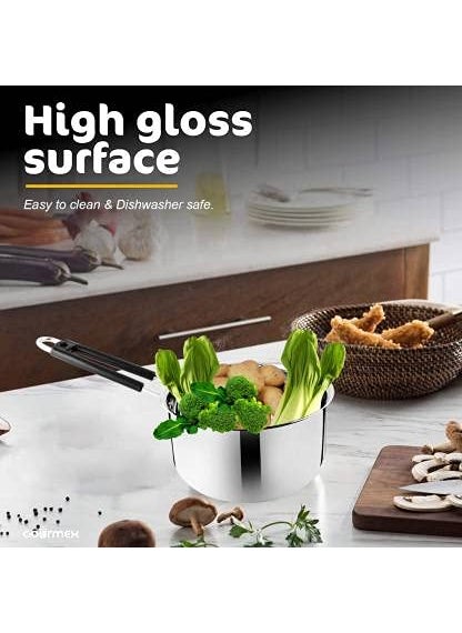Stephy Stainless Steel Induction Sauce Pan 26 cm and 2 LTR with Black Bakelight Handle
