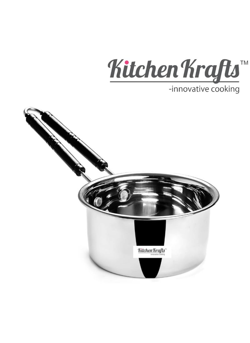 Kitchen Krafts Stainless Steel Gas Induction Friendly Plain Saucepan with Handle 16cm 1pcSaucepanMilkpanTeapan with Lid
