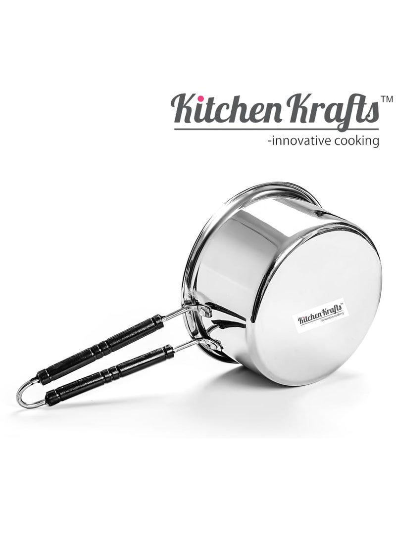 Kitchen Krafts Stainless Steel Gas Induction Friendly Plain Saucepan with Handle 16cm 1pcSaucepanMilkpanTeapan with Lid