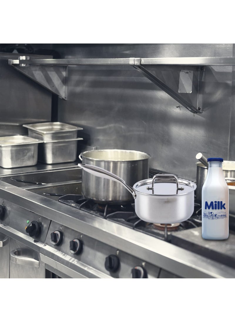 Ramson Triply Stainless Steel Sauce Pan with lid 1 litres Capacity Silver 14 cm Induction and Gas Stove Friendly